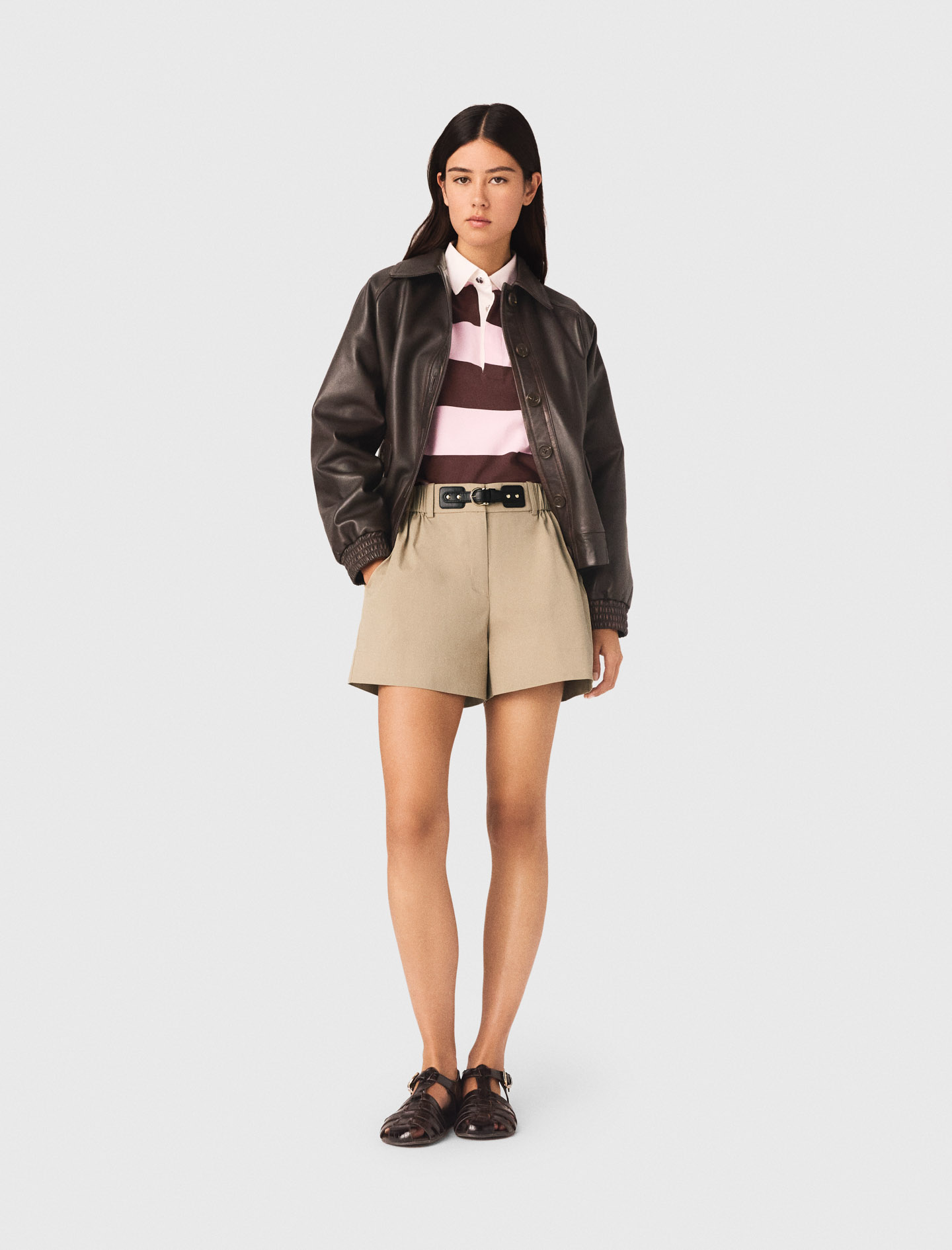Short En Coton - Marron - Taille 42 - Maje