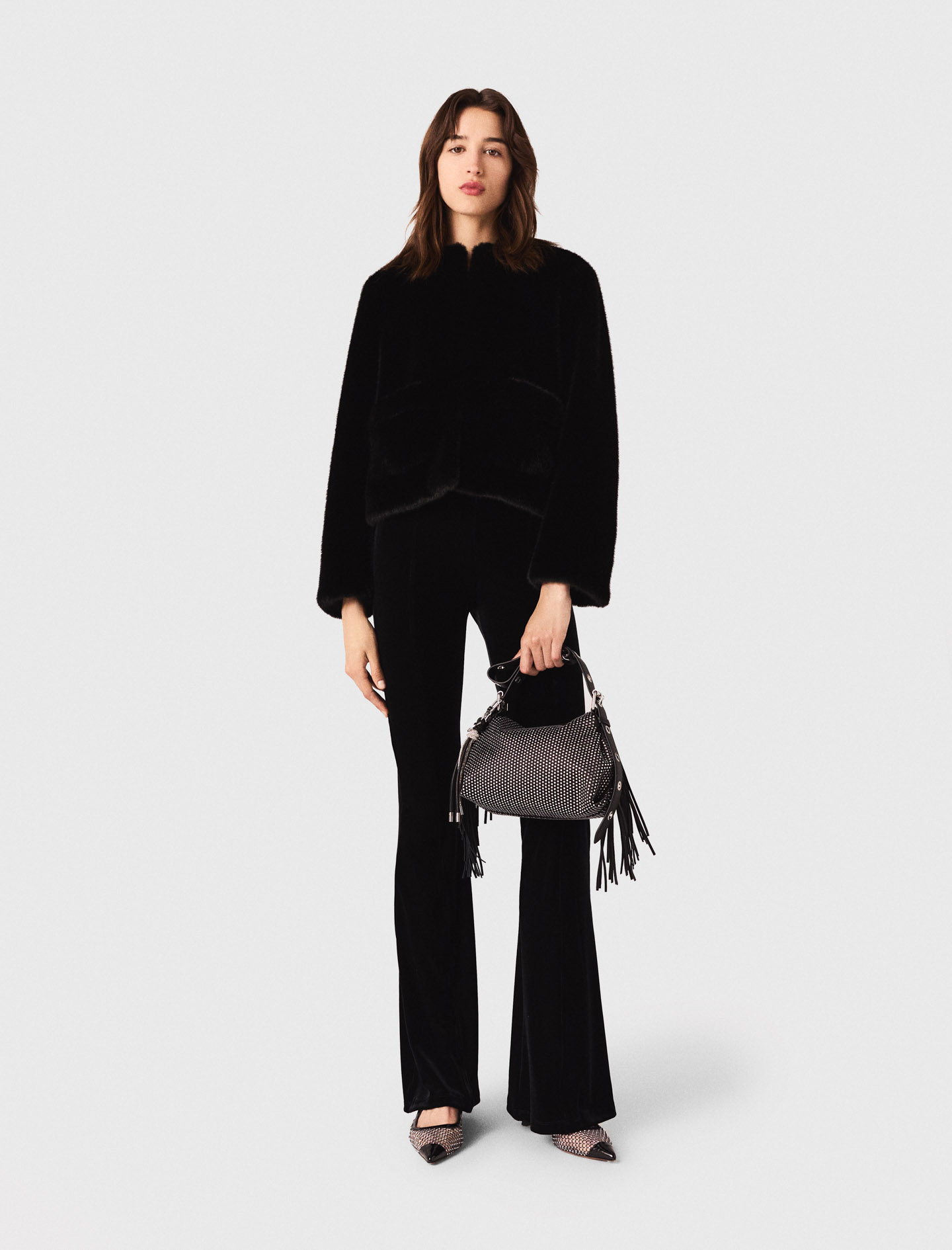 Pantalon En Velours Stretch - Noir - Taille 34 - Maje