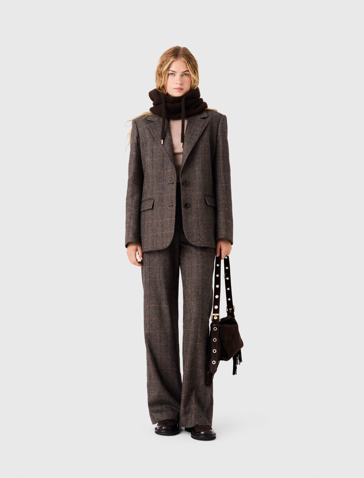 Veste De Tailleur Avec Ceinture - Marron - Taille 34 - Maje
