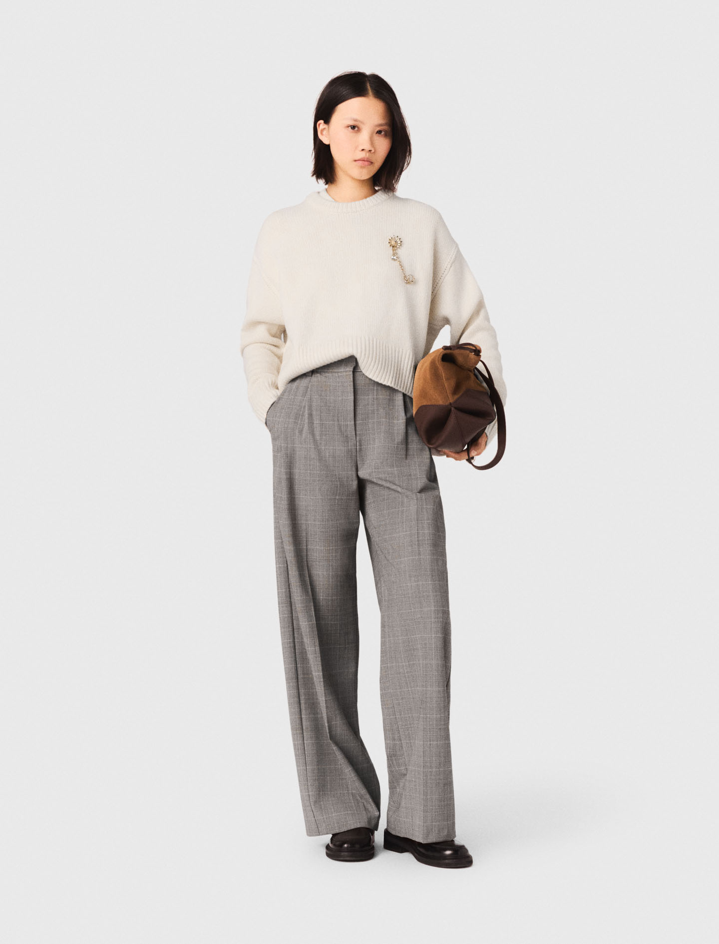Pantalon De Tailleur À Carreaux - Gris - Taille 36 - Maje
