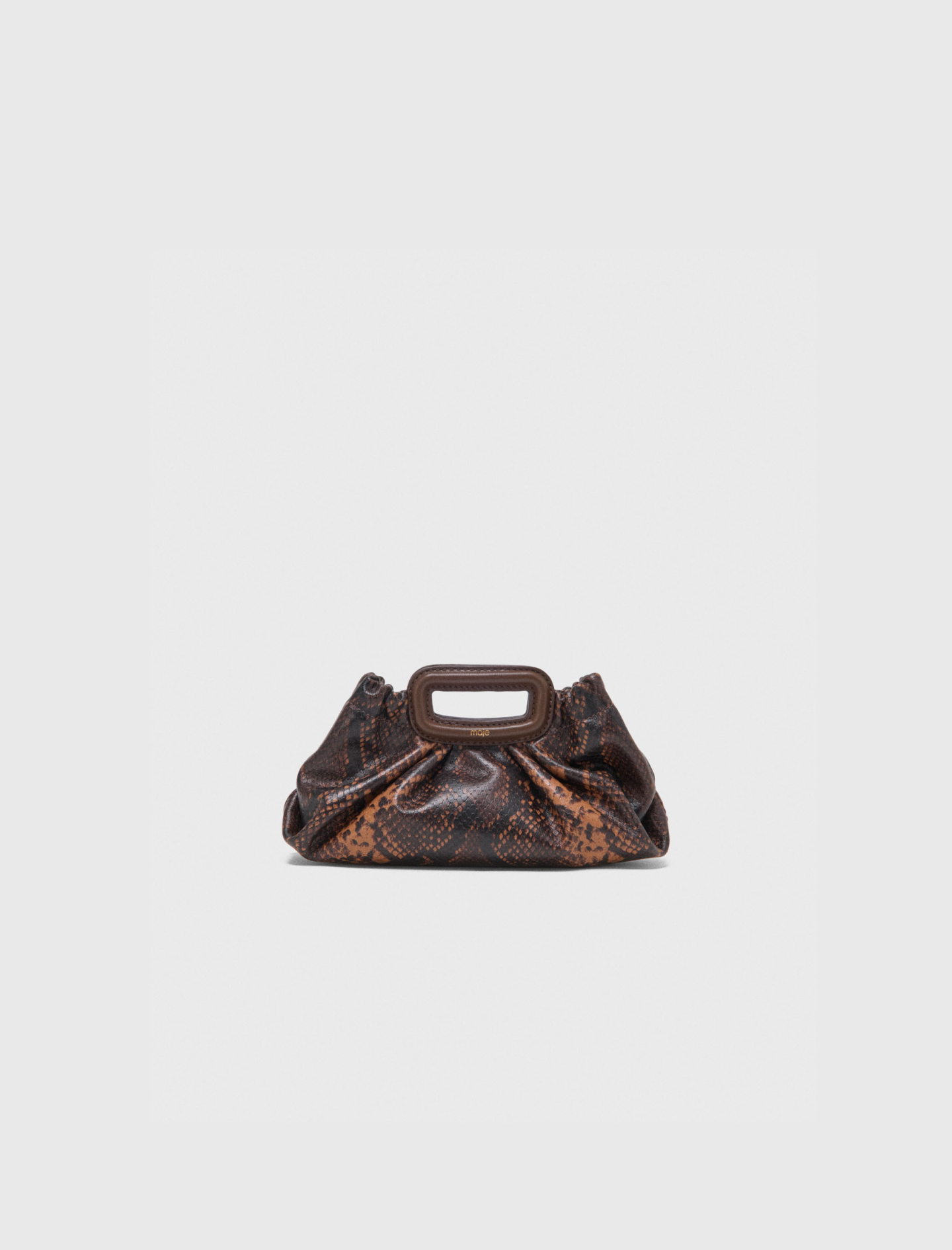 Milpli Mini En Cuir Embossé - Imprime Serpent Marron - Maje