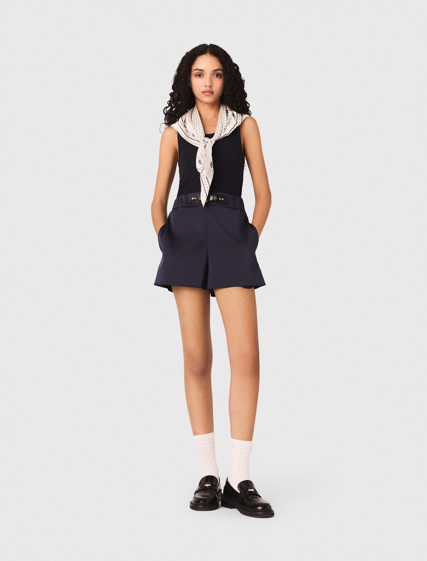 Short En Satin - Bleu Marine - Taille 40 - Maje