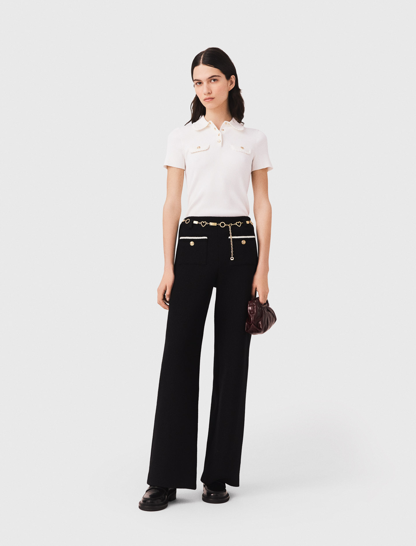 Pantalon En Tweed Lurex - Noir - Taille 38 - Maje