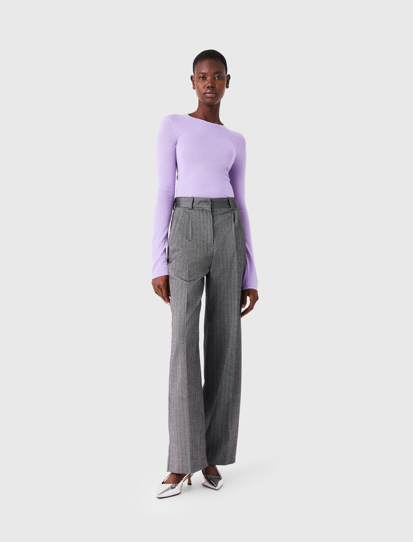 Pull Col Rond Seconde Peau - Violet - Taille 0 - Maje