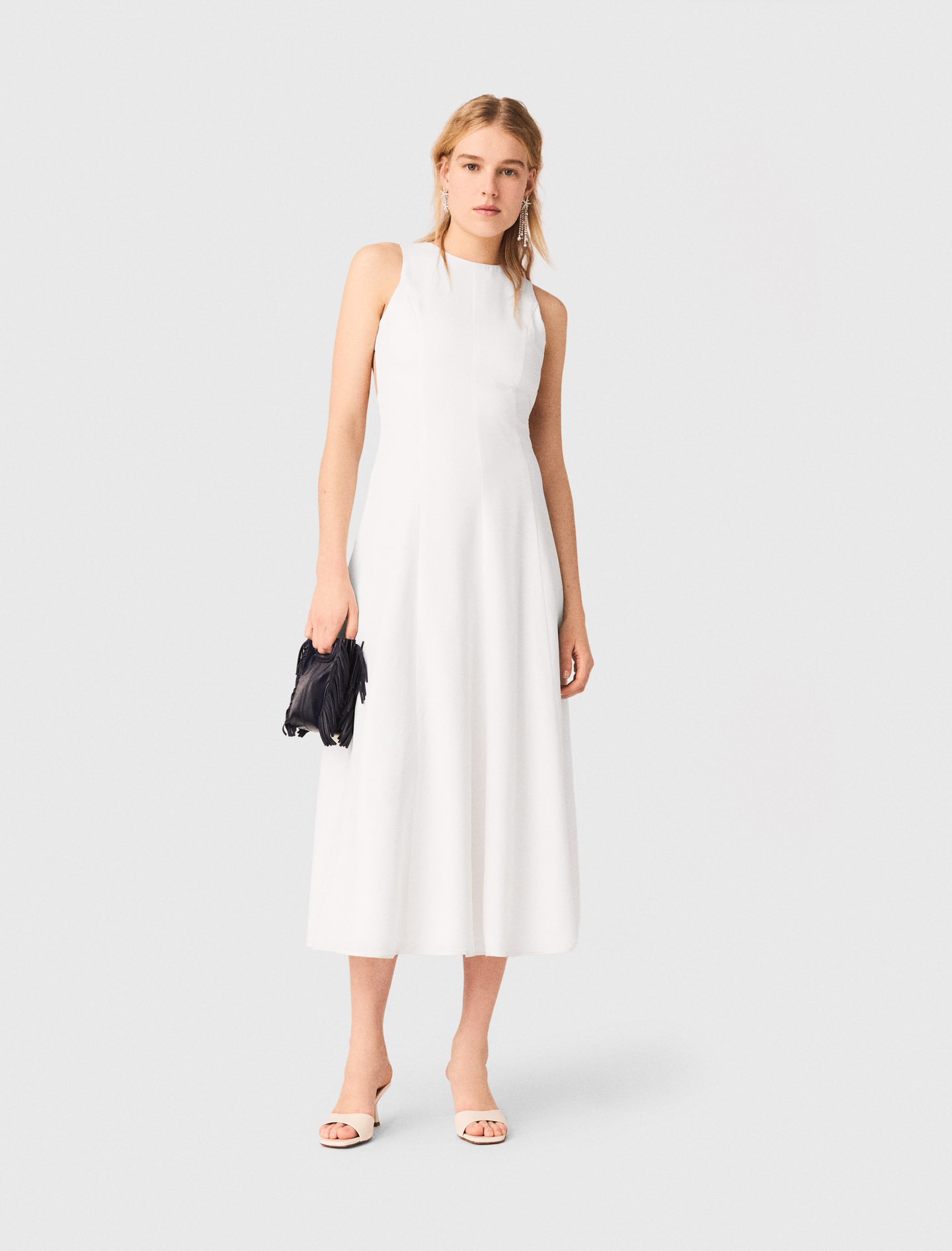 Robe Midi Dos Nu - Blanc - Taille 42 - Maje