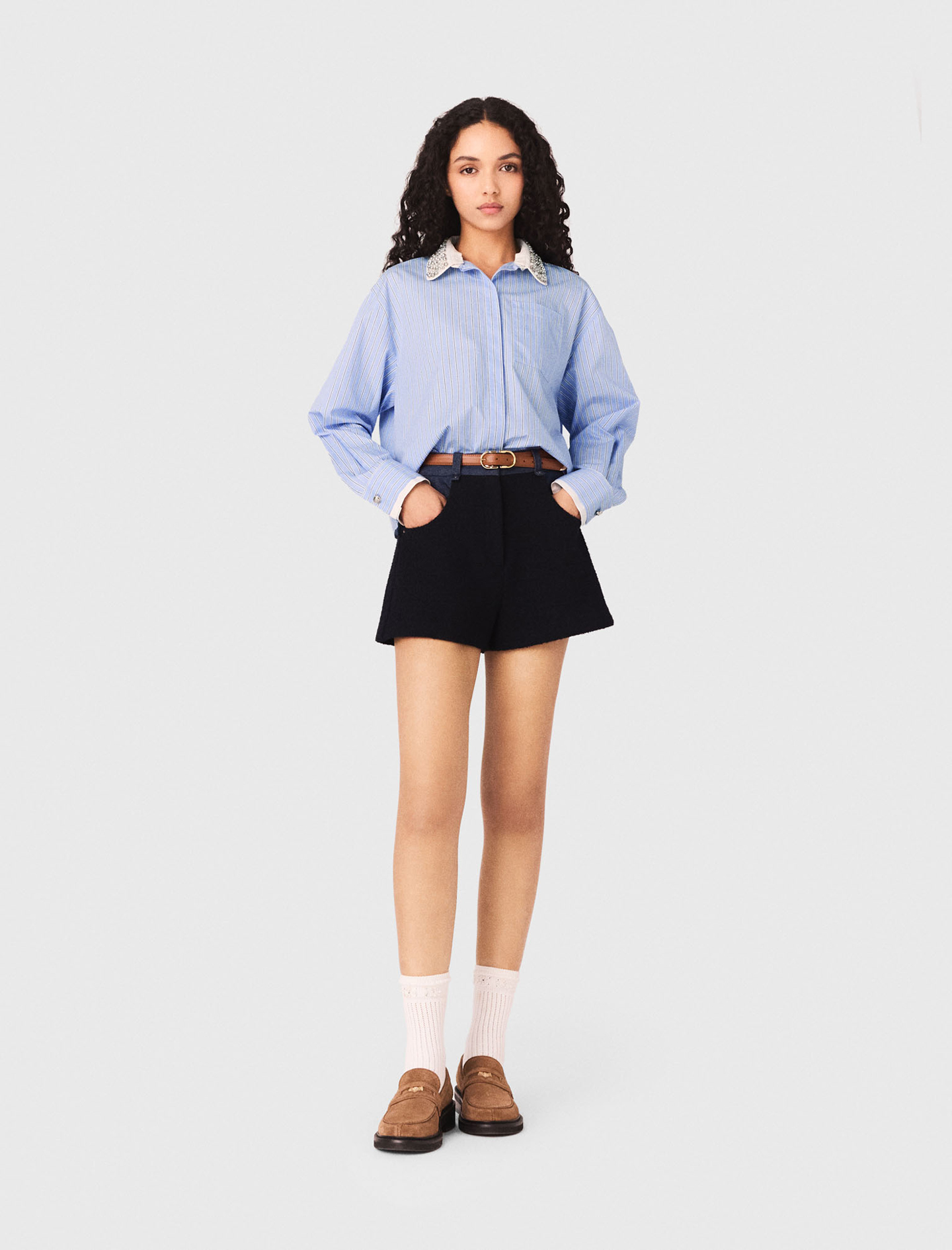 Chemise À Col Bijoux Amovible - Bleu - Taille 1 - Maje