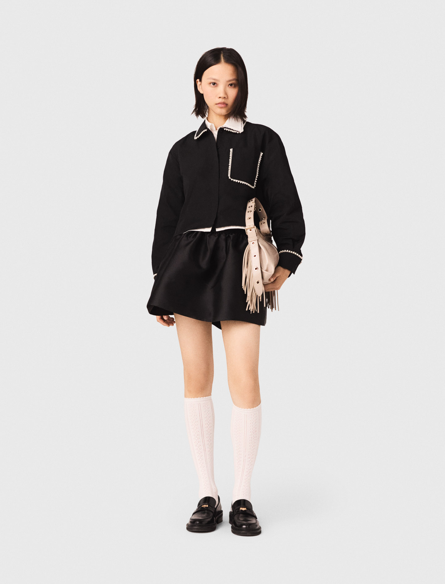 Chemise En Taffetas - Noir - Taille 3 - Maje