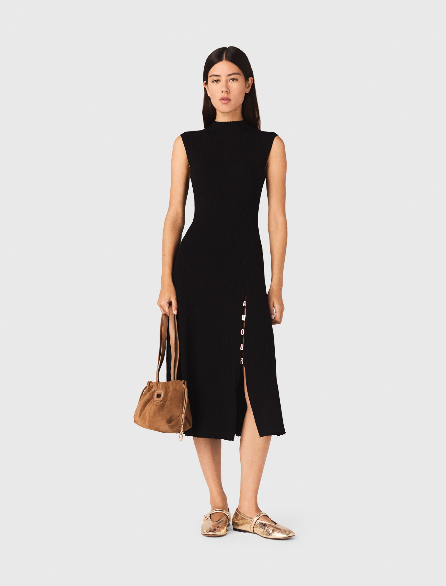 Robe En Maille Boutons Amour - Noir - Taille 38 - Maje