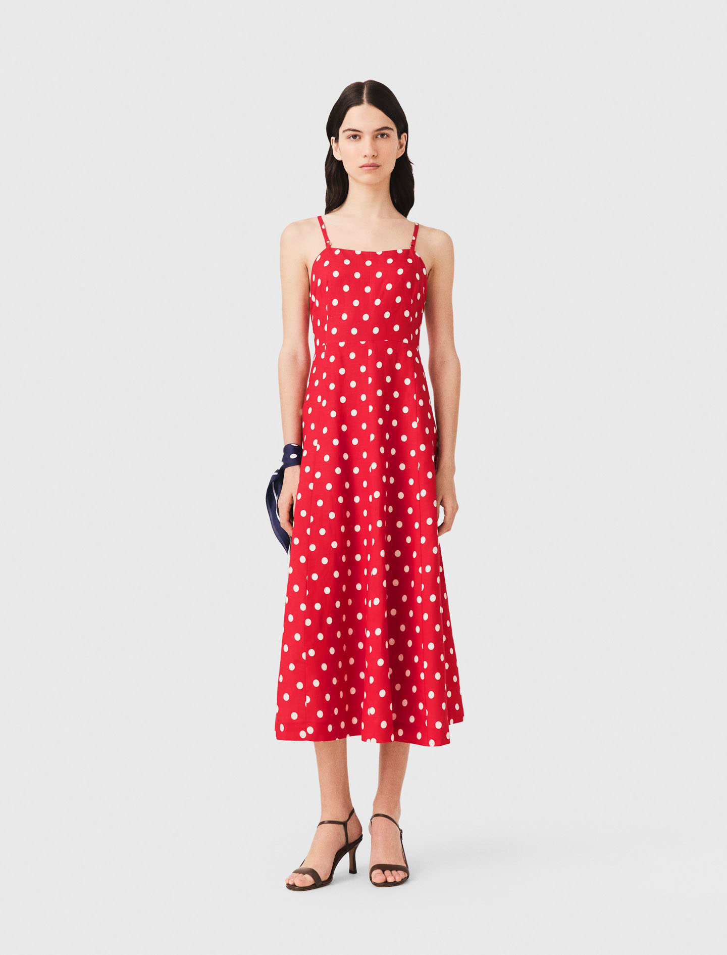 Robe Longue Dos Nu En Lin Mélangé - Rouge - Taille 36 - Maje