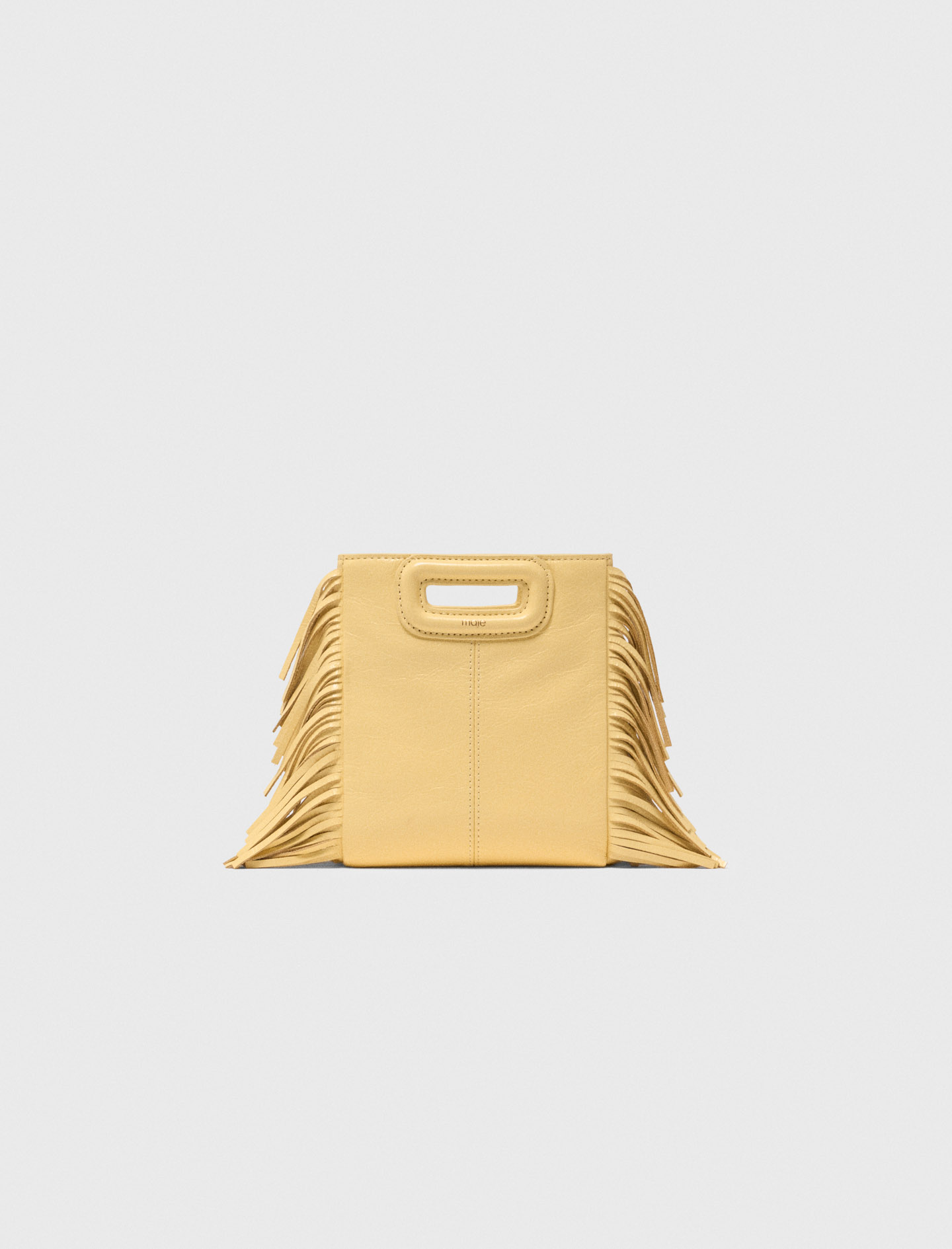 Sac M Mini Cuir Craquelé Mat - Jaune - Maje