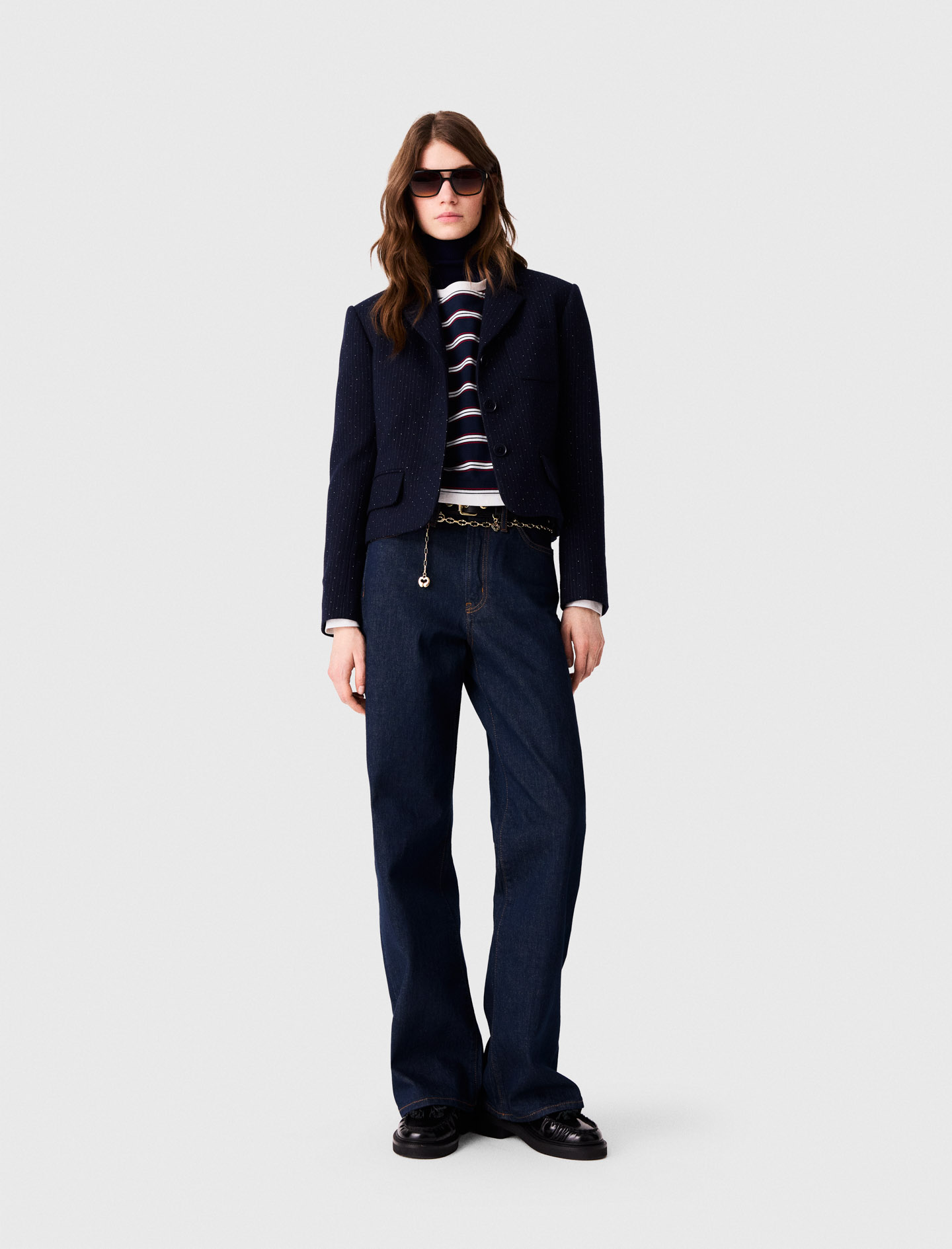 Veste De Tailleur Courte - Bleu Marine - Taille 40 - Maje