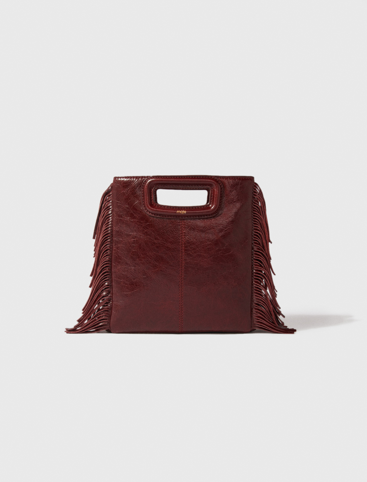 Sac M En Cuir Craquelé - Rouge - Maje