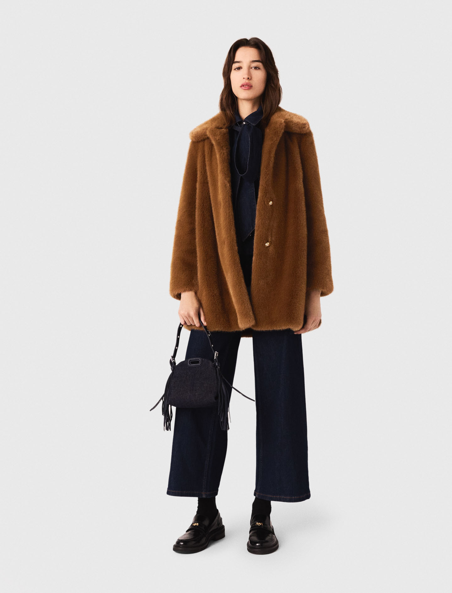 Manteau Parka Pregio - Taille FR42 (EU40/IT46) - Fourrure Col Montant Amovible - Marron - Neuf Avec étiquettes