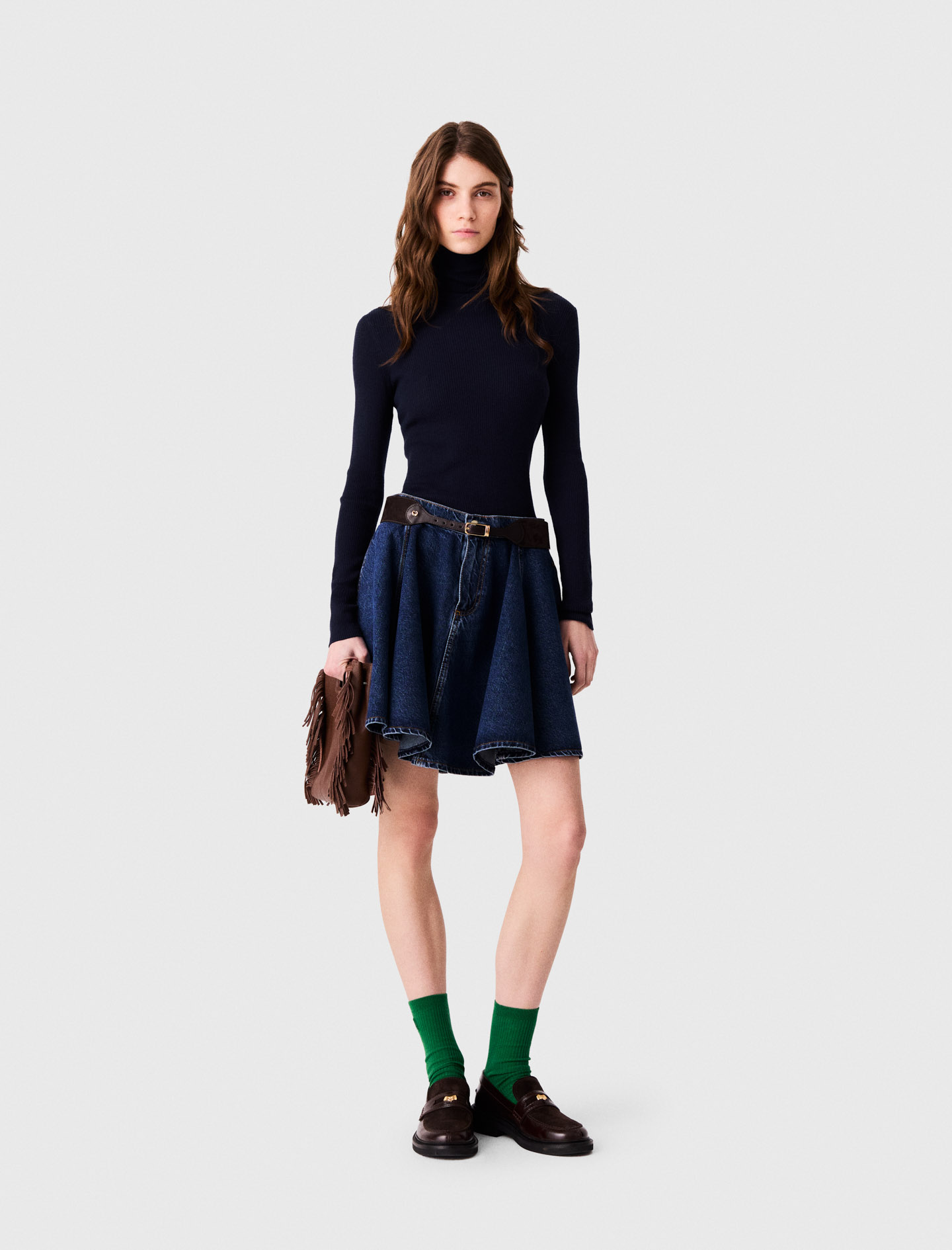 Pull Seconde Peau À Col Montant - Bleu Marine - Taille 3 - Maje