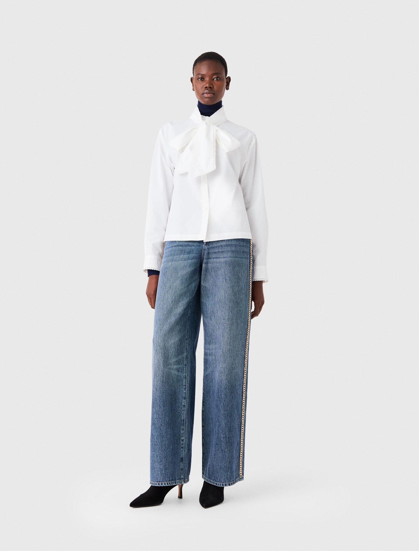 Chemise Avec Lavallière Amovible - Blanc - Taille 1 - Maje
