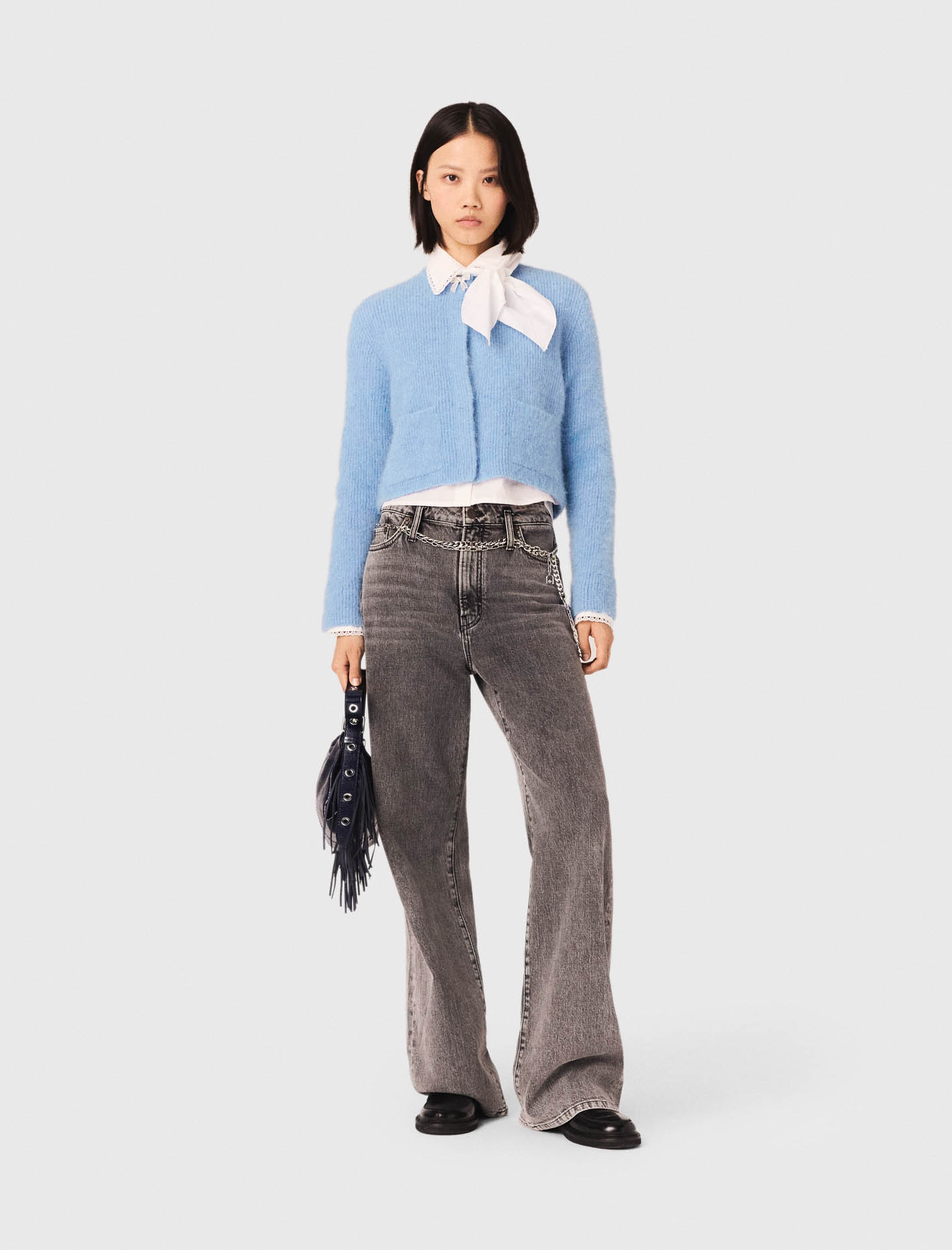 Cardigan Avec Nœud Bijou - Bleu - Taille 0 - Maje