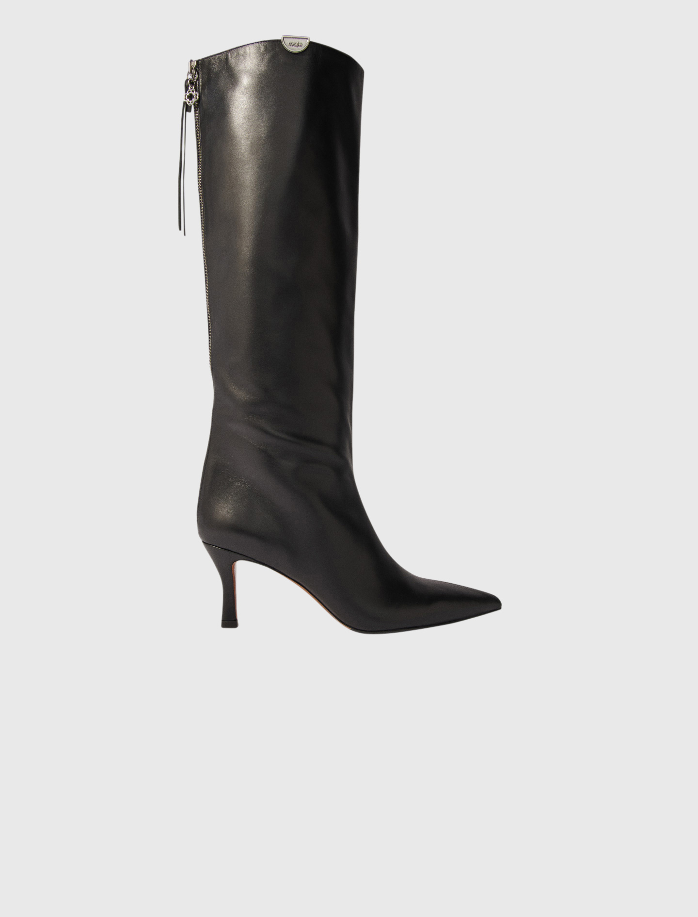 Bottines Mi-cuisse Cuir Fripé Noir Pointues Taille 40 - Occasion Légères Traces - Style Rock